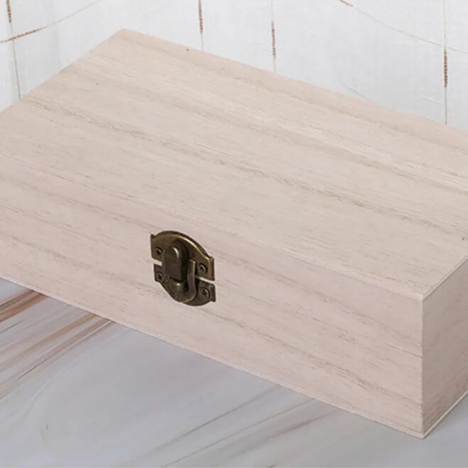 Grande boîte de rangement en bois bûche couleur pin sylvestre rectangulaire rabat boîte-cadeau en bois massif artisanat fait à la main étui à bijoux 20x10x6cm