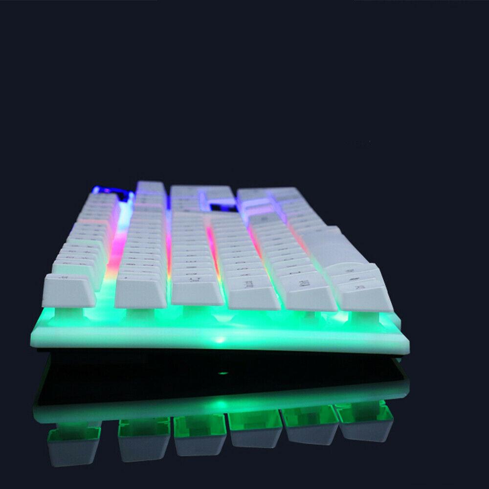 Combos Wired Gaming Keyboard and Mouse Set Mechanical Feel RGB LED Light Backlit 104 Keycaps Gamer Keyboard For Computer Desktop Laptop