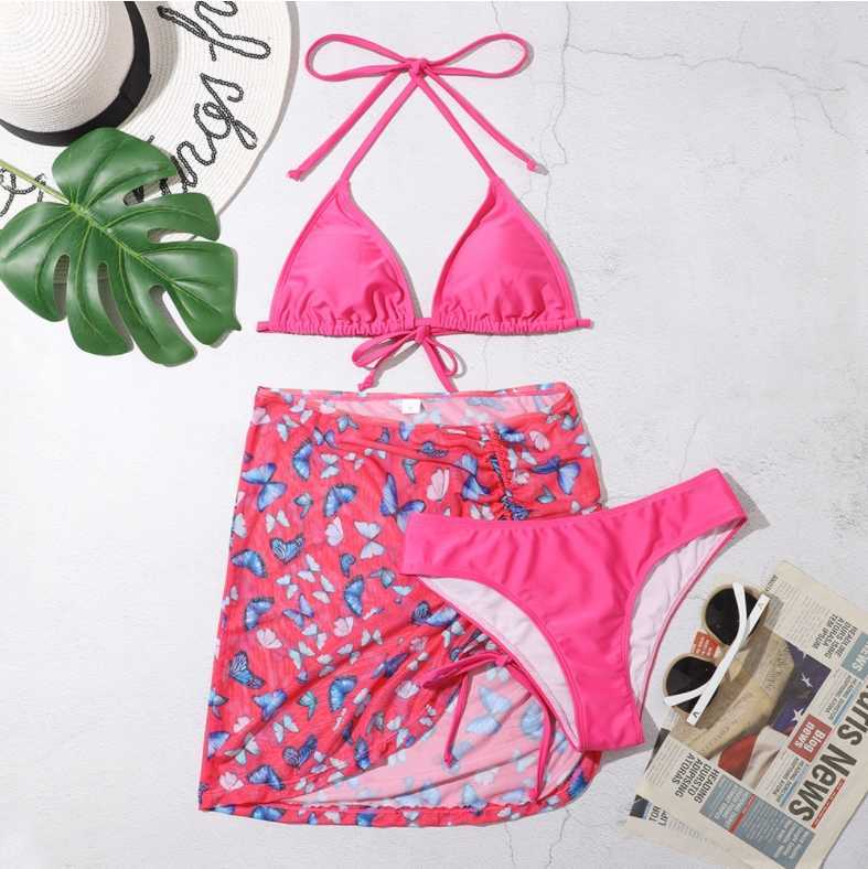 Swim Wear Wearn Swimwear Yiiciovy Ladies Imprimindo Lace Up Halter Swimwear Bikini Conjunto de borboleta/ impressão floral