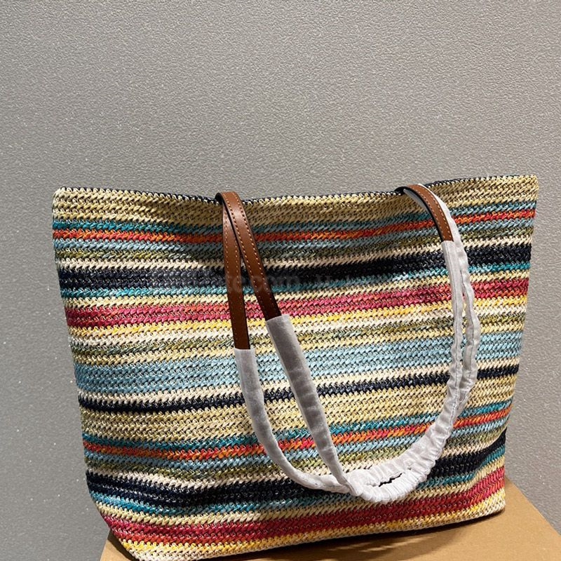 Weaving Tote Shoppingväska Grönsakskorg Hink Halmväskor Sommarsemester Strandresor Axel Handväska Handväskor Stor kapacitet Kvinnor Lafite Grass crossbody-väska