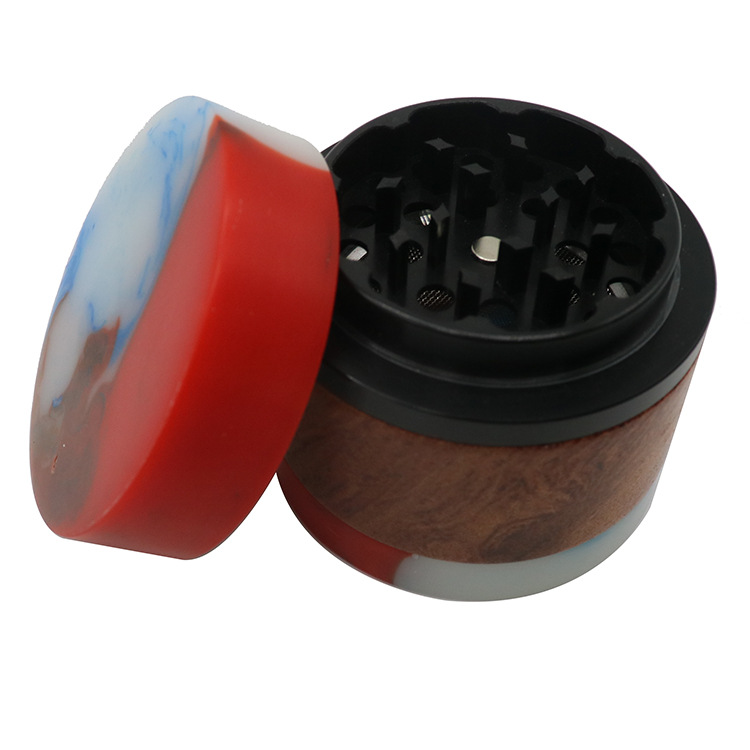 Smoking pipe New Jade Imitation Wood Zinc Alloy Tooth Smoke Grinder 61mm Four Layer Splicing Grinder Smoke Set