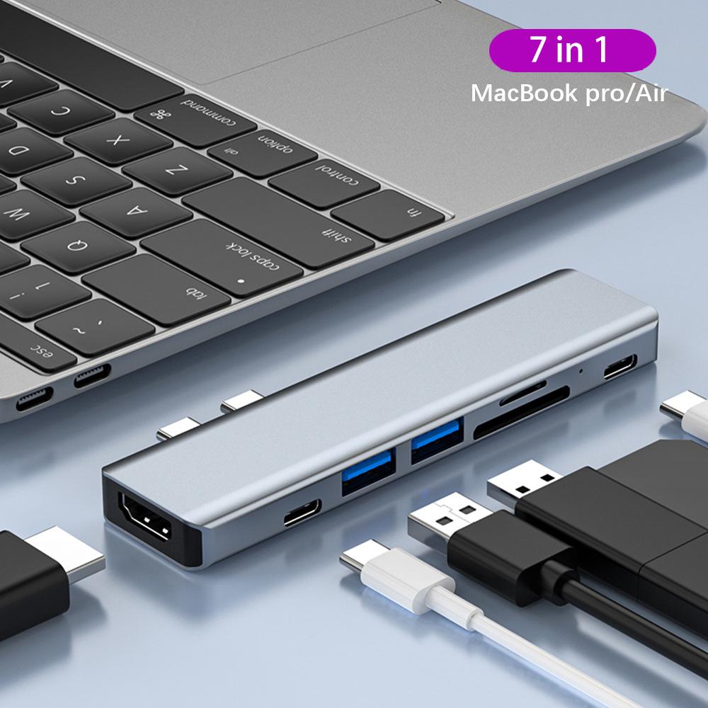 Stationer 7 i 1 USB Hub C Hub Adapter USB C Docking Station Lämplig för MacBook Pro Apple för Nintendo Switch USBC Type C 3.0 Splitter