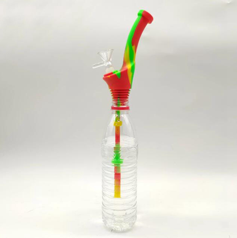 Sigara Renkli Silikon Nargile Shisha Waterpipe Bubbler Boru Taşınabilir Fiş Çıkarılabilir STEM DIY Filtre Tüpü Bong Şişe Kalın Cam Huni Kaşık KULLANICI