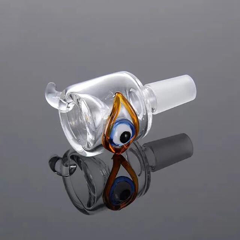 Glass Colorful Smoking Eye Style 14MM 18MM Male Joint Dry Herb Tobacco Filter Bowl Oil Rigs Portable Handle Replaceable Waterpipe Bong DownStem Cigarette Holder DHL