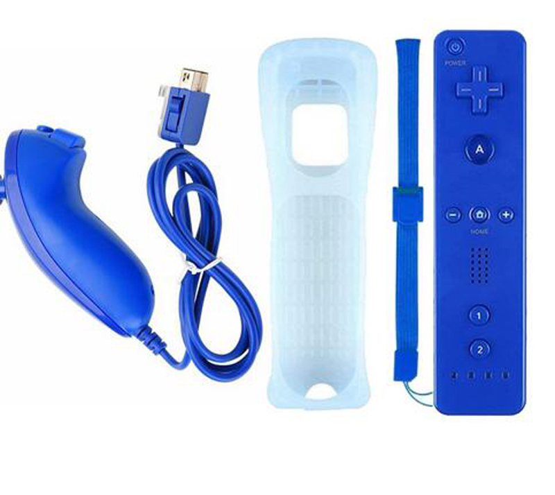 Sans contrôleur Motion Plus pour Wii U Jeux sans fil Nunchuck à distance pour W-ii 2 en 1 Bluetooth Game Controle Gamepad Étui souple en silicone