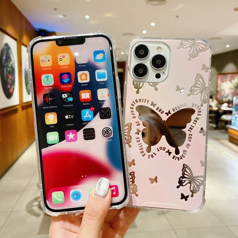 Luxury cases Mirror Butterfly Planet Pattern Phone Case For iPhone 14 11 13 12 Pro Max plus Shockproof Back