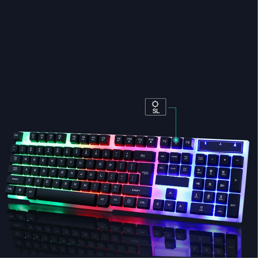 Combos Clavier et souris de jeu filaires, sensation mécanique, lumière LED RVB rétroéclairée, 104 touches, clavier de joueur pour ordinateur de bureau et ordinateur portable