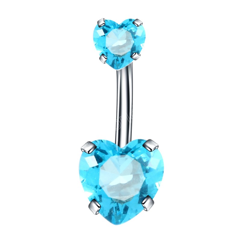 Corazón de cristal Ombligo Anillos Ombligo Piercing Barra de acero inoxidable Ombligo Vientre Stud Barbell para mujer Joyería del cuerpo