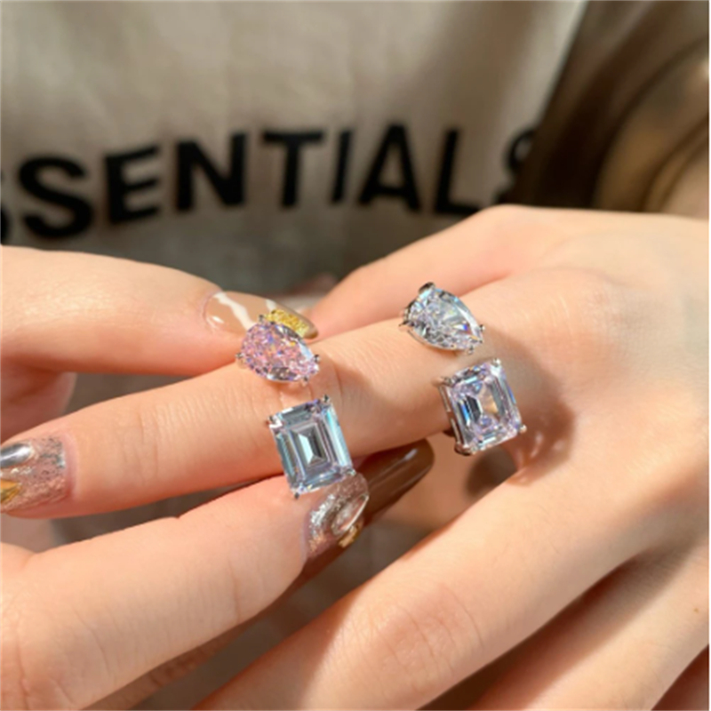 파인 애호가 실험실 Moissanite Diamond Ring 925 Sterling Silver Promise 약속 약혼 웨딩 밴드 반지를위한 파티 보석 선물