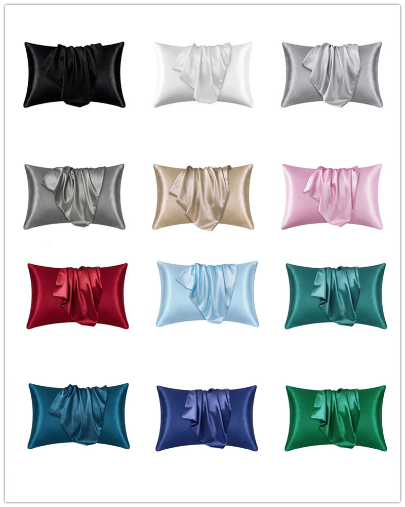 Silk Satin Pillow Case Cooling kuvertkudde Is Silks Skinvänlig PillowsLip 51*66 cm kuddtäckning Bäddar Tillbehör 17 Solid Colors Set Set