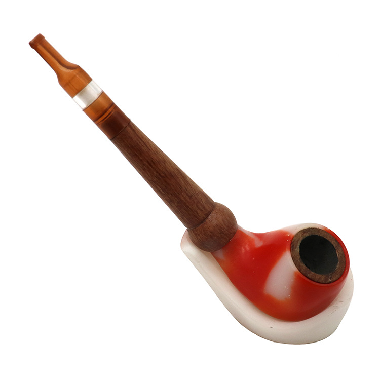 Smoking pipe New imitation jade wood splicing resin pipe with a length of 130mm, men's pipe and pipe accessories