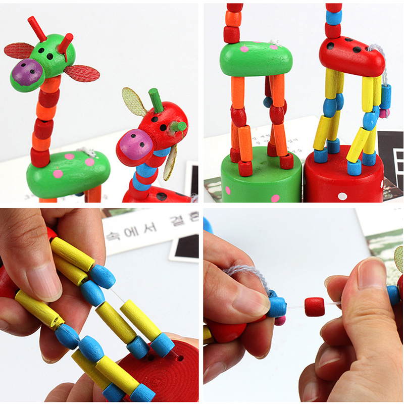 Montessori Toys Toys educacionais de madeira para crianças Aprendizagem precoce Exercício de bebês Materiais flexíveis Giraffe Toy Gifts