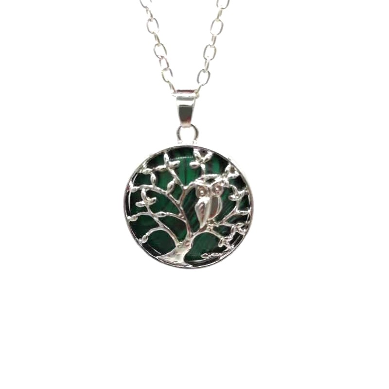 Collier pendentif en pierre naturelle hibou arbre de vie collier en pierre de cristal accessoires de mode