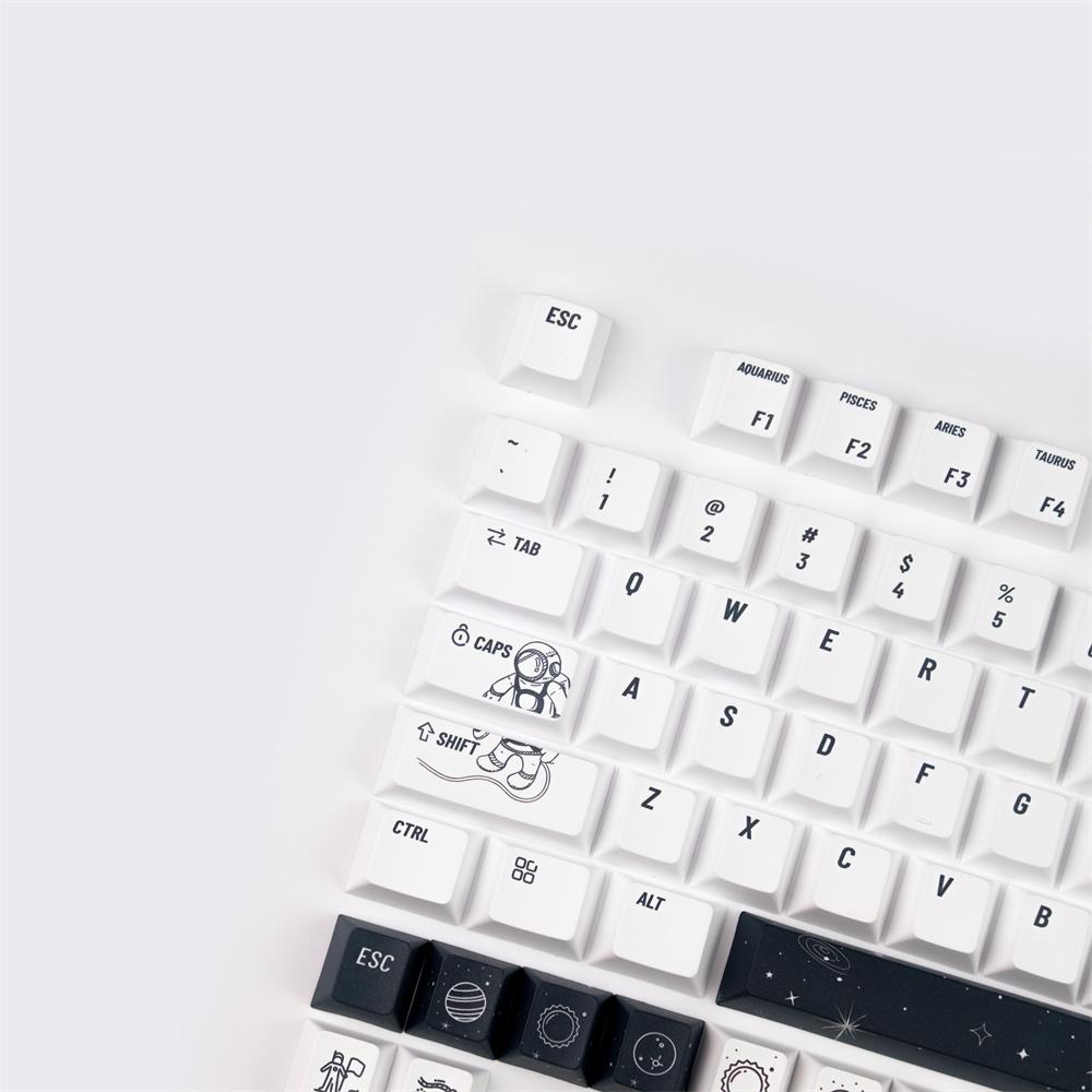 COMBOS PBT Space Man KeyCap Minimalist Bianco Black 140 Chiavi Profilo di ciliegia keycap tiesubbate tastiera da gioco mechinacale