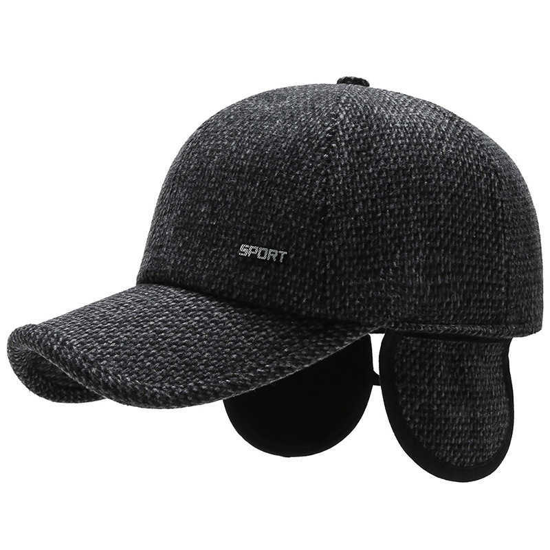 Snapbacks outono de inverno de inverno de velhice de idade média de algodão chapéu de algodão que quente boné de beisebol à prova de vento e à prova de frio G230529