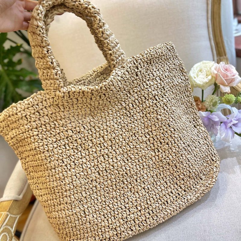 Borsa di paglia estiva Secchiello Cesto di verdure Donna Borse da spiaggia intrecciate in rattan Borsa firmata Casual Vacanze Viaggi Shopping Borse Borsa Borse a tracolla Portafoglio all'ingrosso