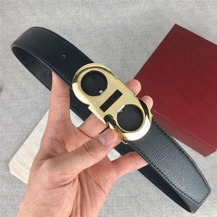 Mens Belts Designer Cowhide Belt Fashion Width 3.5CM Man Womens Textured Gold and Silver Smooth Buckle Black Brown Option