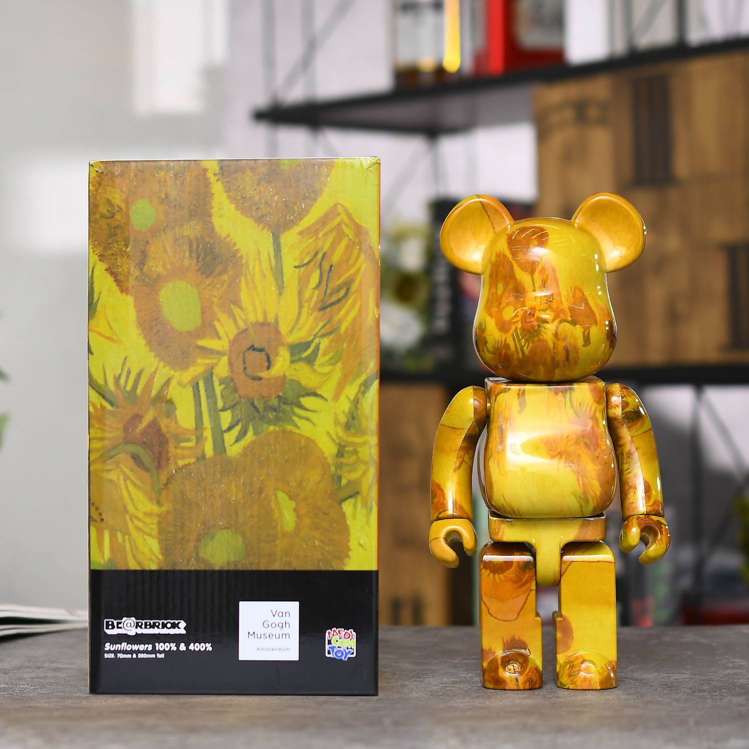 액션 장난감 그림 28cm Berbricklys 400 Bearbrick 장난감 별이 빛나는 나이트 밴 고그 400 베어 액션 피규어 컬렉션 모델 인형 선물 아트 장난감 T