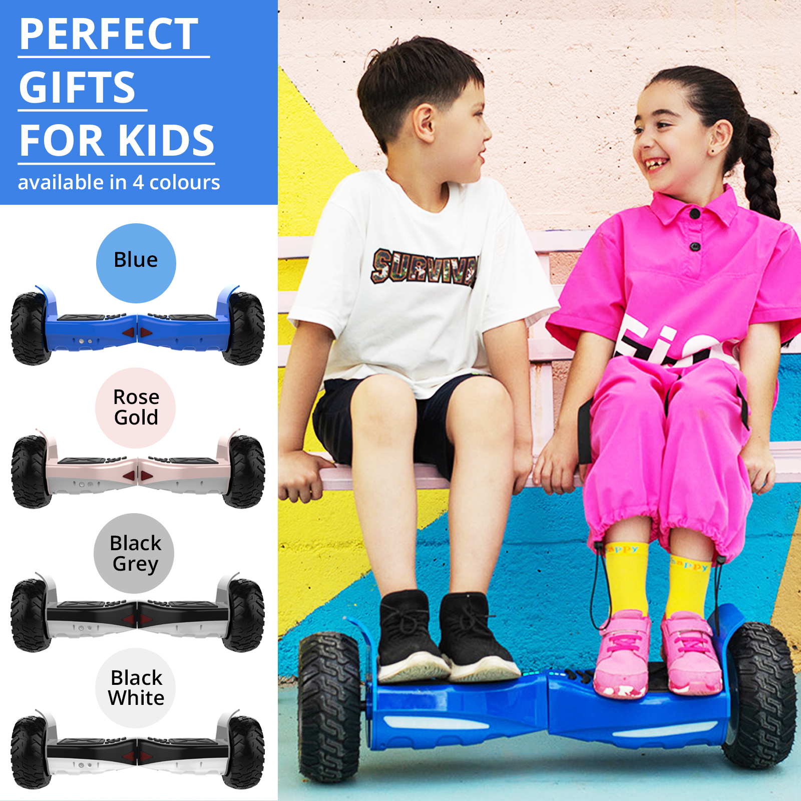 Hoverboard 8,5 pouces Scooters électriques tout-terrain auto-équilibrés tout-terrain Hover E-Scooter Board Bluetooth pour enfants adultes