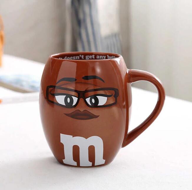 Top 600mL m&m Beans Coffee Mugs Tea Cups and Mugs Cartoon Cute Expression Mark Large Capacity Drinkware Christmas Gifts