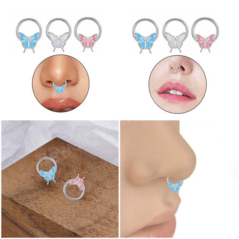 Roestvrijstalen vlinderneuring Fashion neusneuze nase septum piercing ring kraakbeen ring helix kleine oorbellen kleine oorbellen