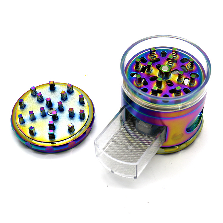 Smoking Pipes New 63mm four layer zinc alloy bracket with drawer trapezoidal tooth smoke grinder