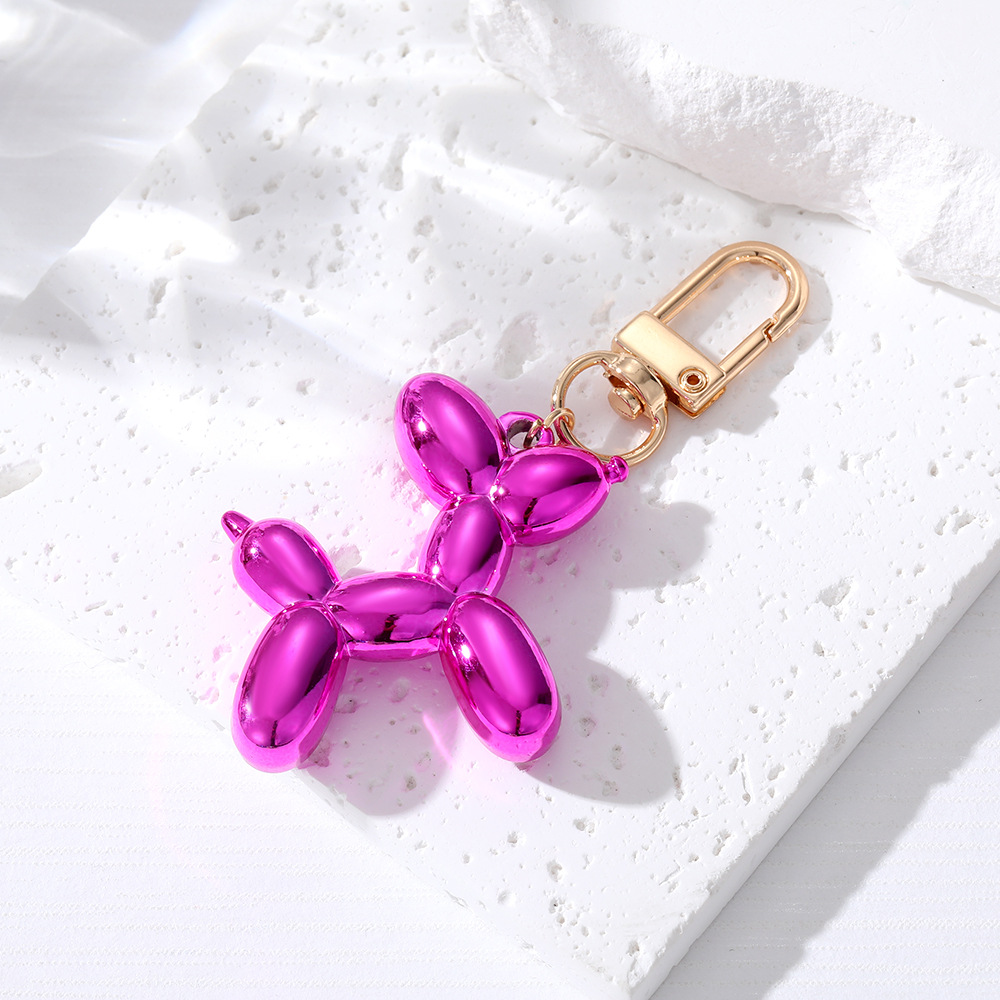 Fashion Bright Color Ballon Dog Keychains Pendant Creative Cartoon Plastic Harts Animal Alliy Bag Car Keychain Jewelry Gift In Bulk