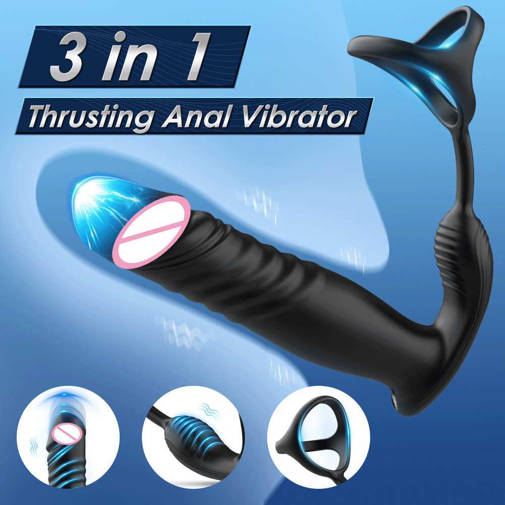 Masajeador con Control por aplicación, vibrador Anal telescópico, anillo para pene, masturbador Bluetooth para hombres, tapón Anal Gay, masaje de próstata masculino