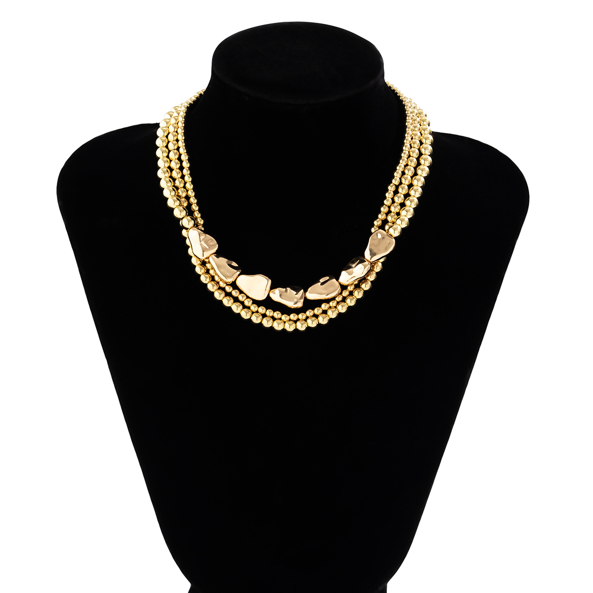 Multicouche couleur or irrégulière CCB collier de perles tour de cou court sur le cou chaîne de clavicule pour les femmes bijoux à la mode nouveau