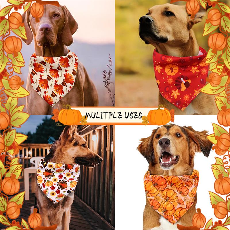 Thanksgiving Pet Bandana sjaal Triangle handdoek Kat Dog Apparel Maple Leaf Pompoen Speeksel handdoeken Kleine medium Pet Supplies