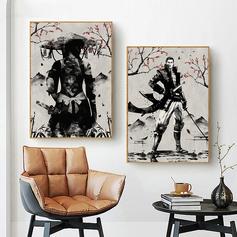 Poster e stampe di pittura giapponese Giappone Samurai Art Canvas Painting Anime Wall Art Pictures for Living Room Home Decor