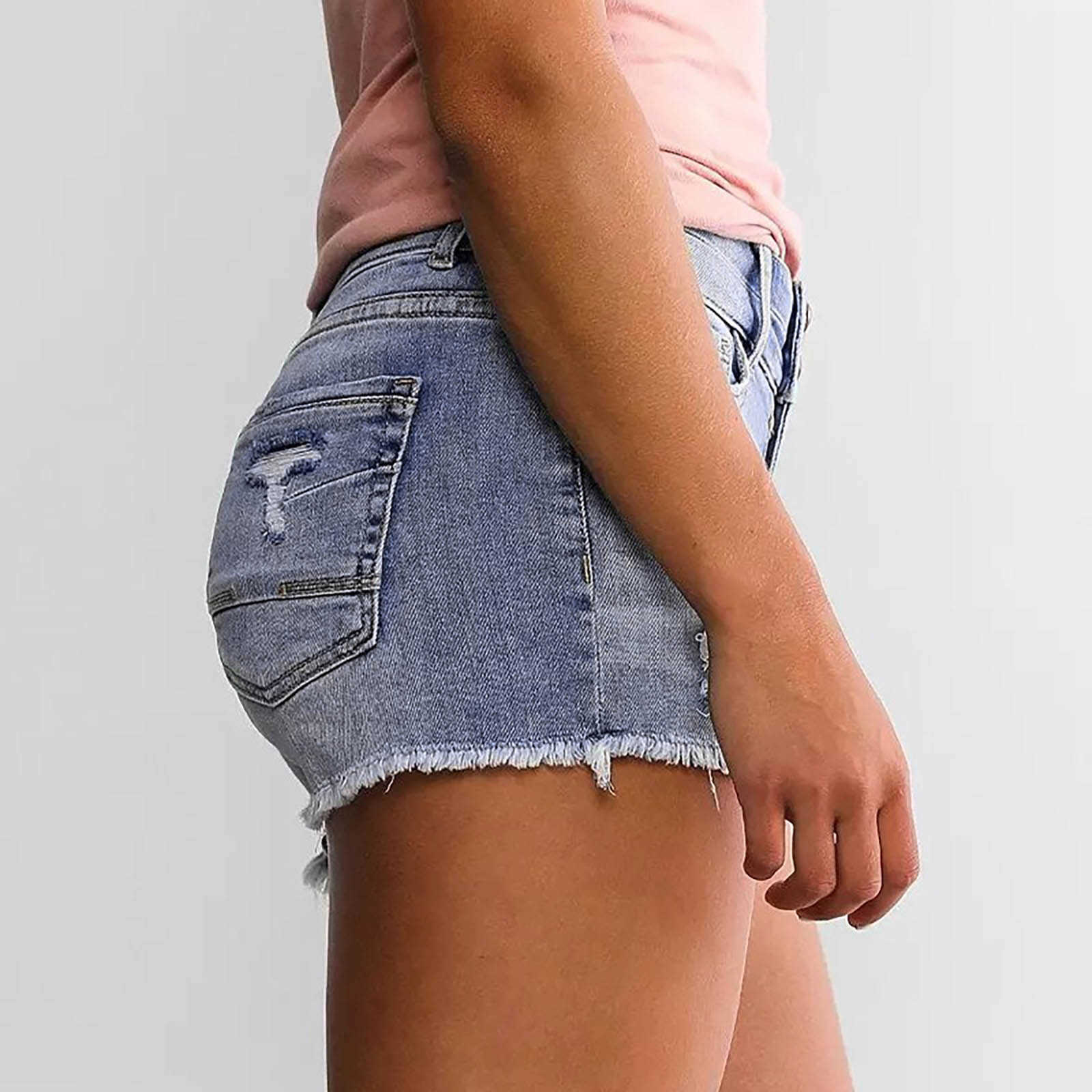 Women's Shorts Summer women's cycling old hair beard personalized denim shorts high waist short P230530