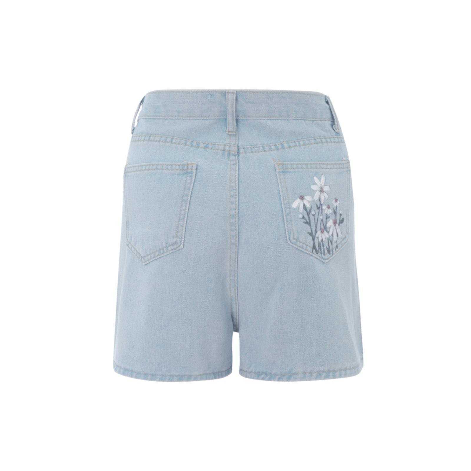 Shorts Damen Plus Size Sommer zerrissene mittelhohe Stretch-Jeans Jeansshorts mit weitem Bein P230530