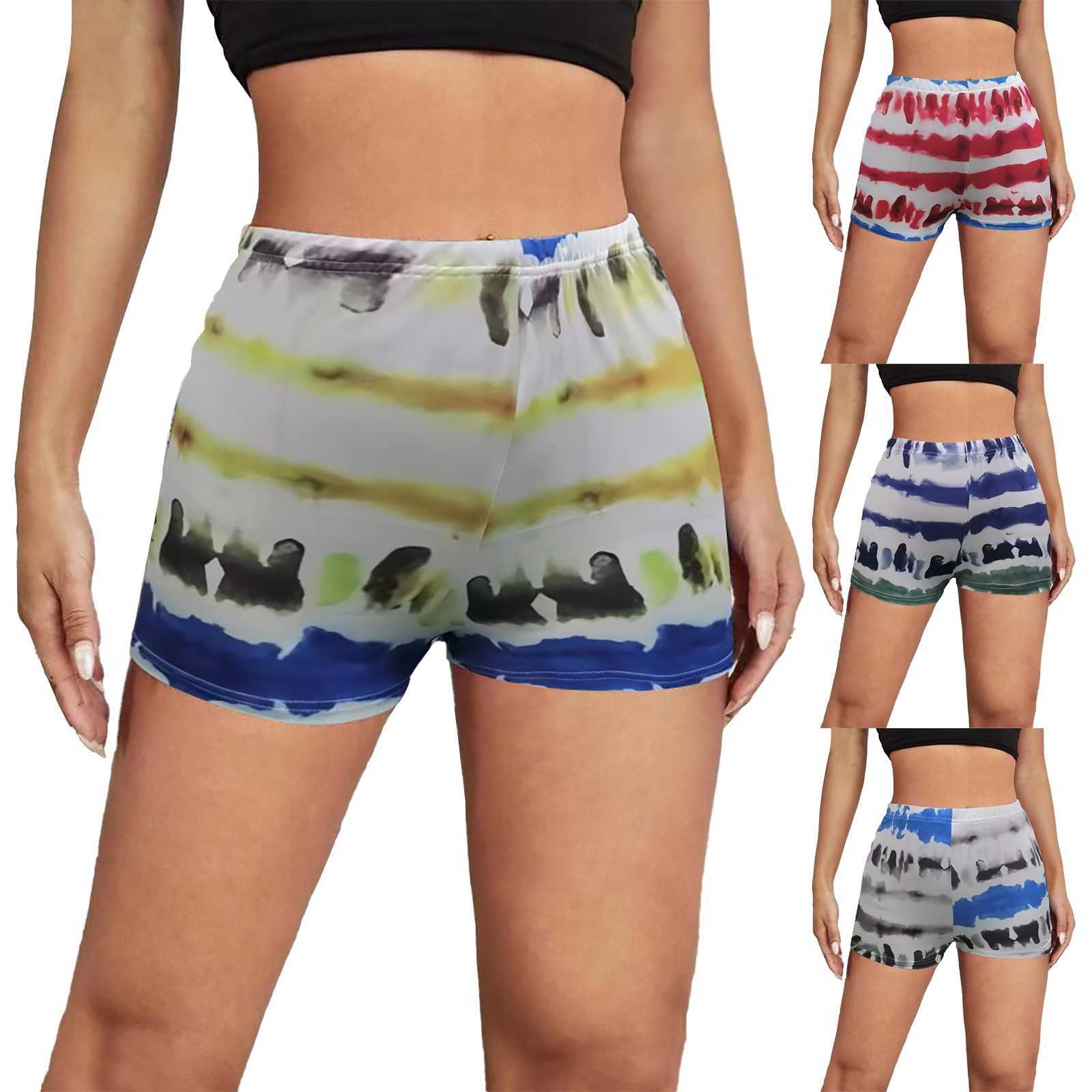 Kvinnors shorts Summer Women's Bicycle Casual Tie Dye Printed Sports Shorts High midja korta gatukläder P230530