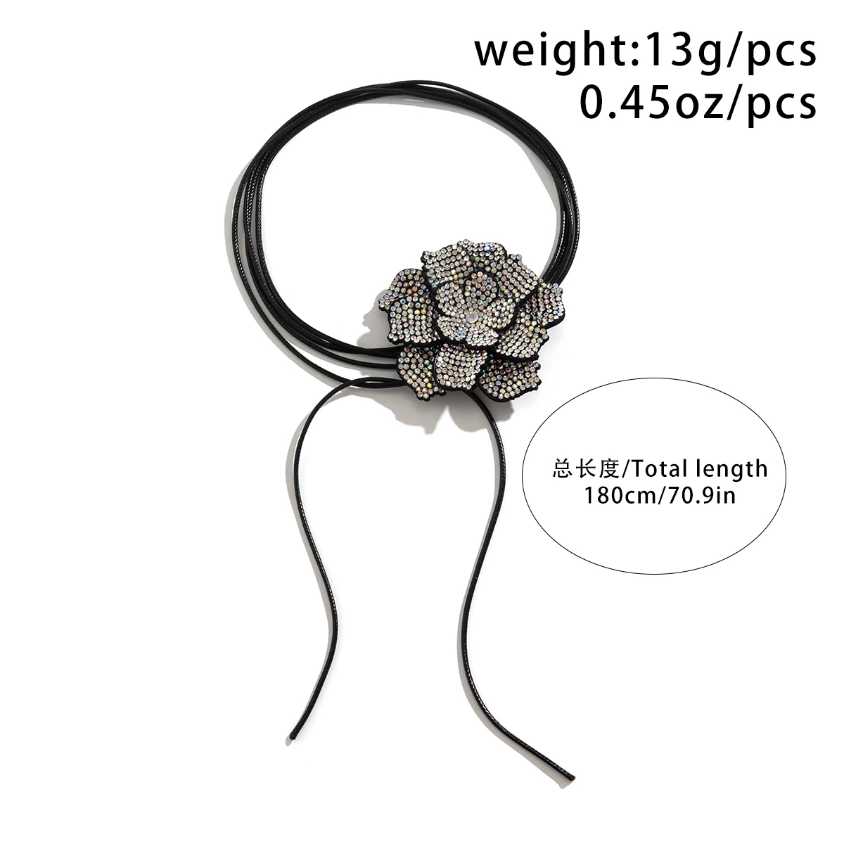 Volledige strass Flower Charm ketting koker koker waslijn zwart touw nekketting voor vrouwelijke juwelen kraag bruiloft geschenken vrienden