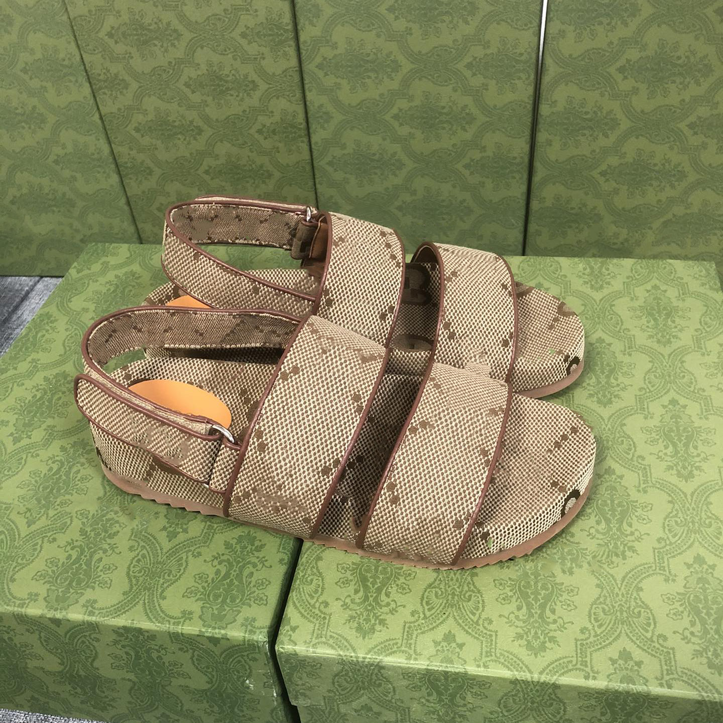 Sandálias de grife 2023 femininas com letra G duplo Tecido de lona Slide Sandália Correia Sliders Camel Platform Pai Senhoras Moda Masculina Tangas de Luxo Sandálias Platfrom