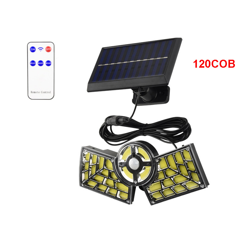 Solar Wall Light 120COB Separated Indoor Outdoor Waterpoof Adjustable Heads Motion Sensor Solar Spotlight