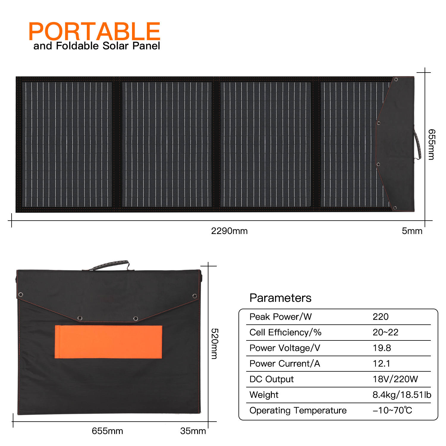 Panele 220W Składany panel słoneczny 5V Przenośna ładowarka akumulatorowa Port USB Wodoodporny bank zasilania na zewnątrz do telefonu PC CAR RV Łódź 230113