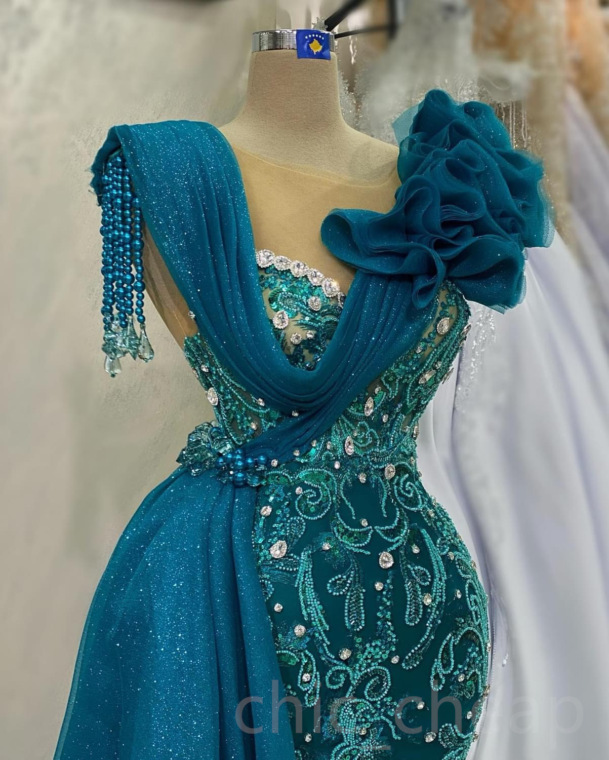 2023 May Aso Ebi Beaded Crystals Prom Dress Mermaid Sequined Lace Evening Formal Party Second Reception Birthday Engagement Gowns Dresses Robe De Soiree ZJ345