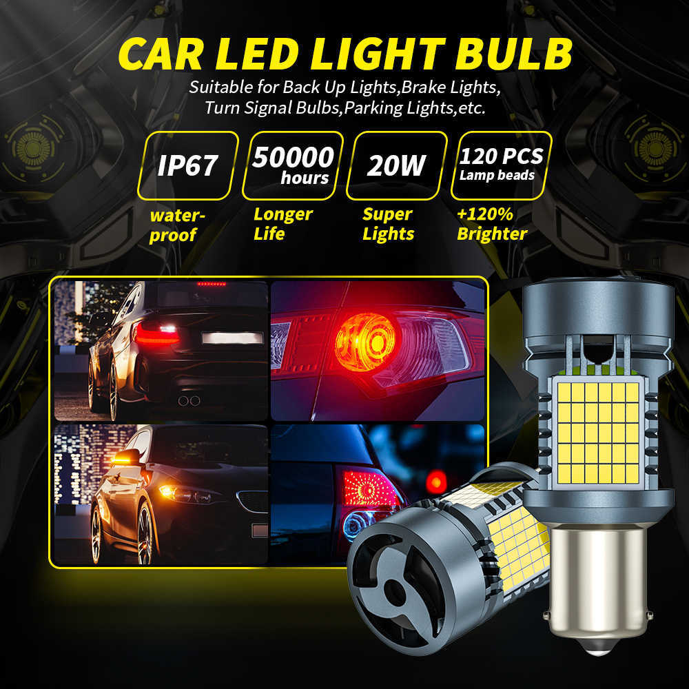 新しいCANBUS LED 1156 BA15S P21W BAU15S PY21W 7440 W21W WY21W T20 CAR LED BULB TURN SIGNAL LIGHT AUTOランプファンAMBER 12V