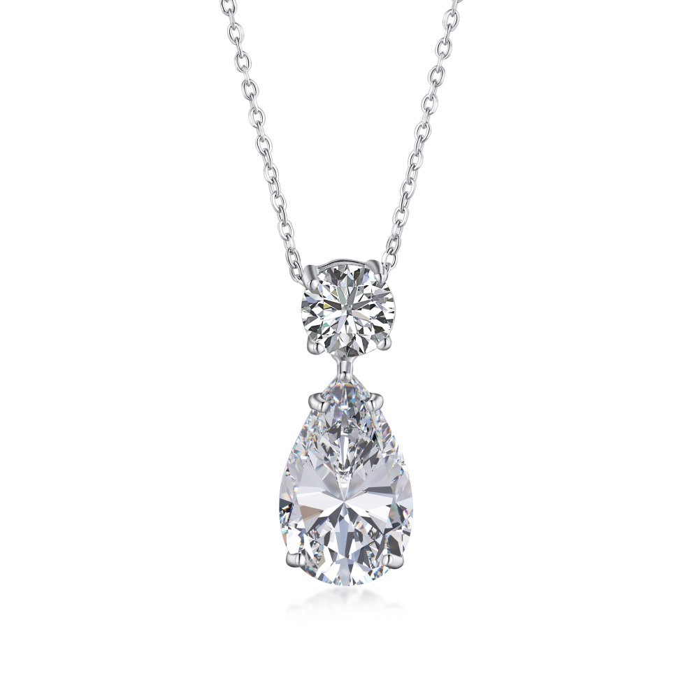 Goutte d'eau Moissanite Diamant Pendentif 100% Réel 925 En Argent Sterling Partie De Mariage Pendentifs Collier Pour Les Femmes Bijoux De Fiançailles