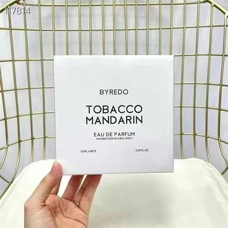 BYREDO unisex parfym 10 ml* 4st 0,34Fl.oz Set EDP Tobacco Mandarin Rose of No Mans Land Bal D'Afrique Space Rage 4 In 1 Parfum Spray Present Box Gratis frakt