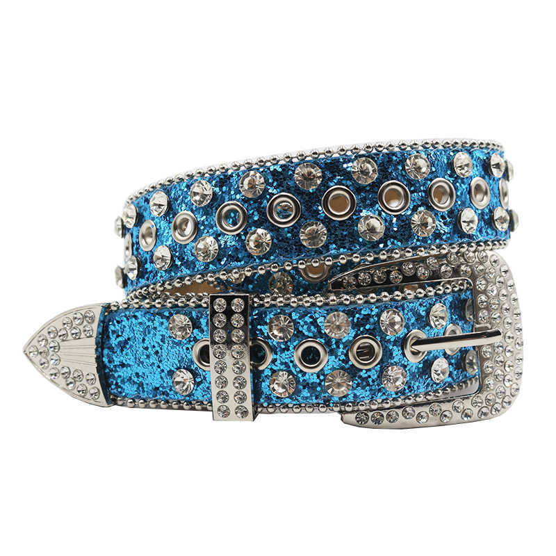 Western Diamond Stud Sparkling Rhinestone Band Cowgirl Cinto de Strass Skull Women Women G230529