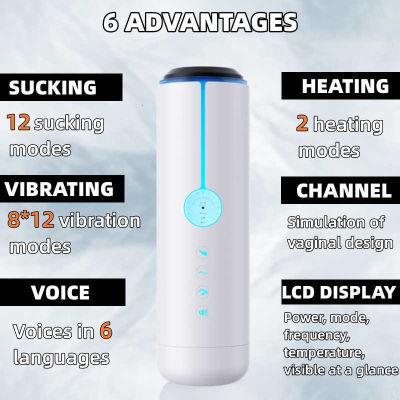 Massager Automatisk sugande Male Masturbation Cup LCD -skärm Display SMART VÄRME ALLSJOB PENIS TRÄNING MÄN MEN MASTOBATION