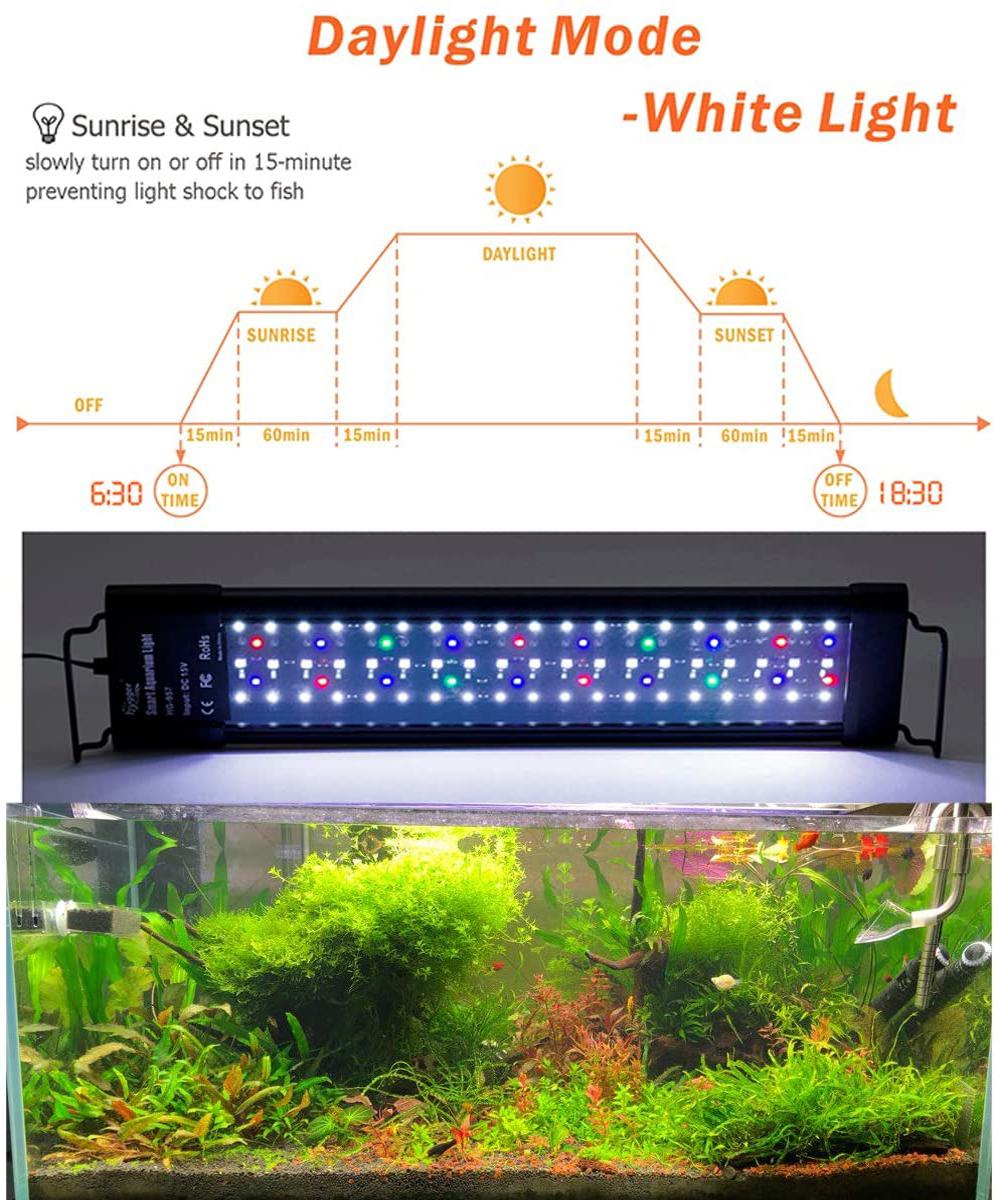 Oświetlenie Super jasne Wrgbled Akwarium Oświetlenie Rośliny wodne Symulowane Sunrise Sunset Aquarium LEDS do Water Plant Rośliny LED Światło LED