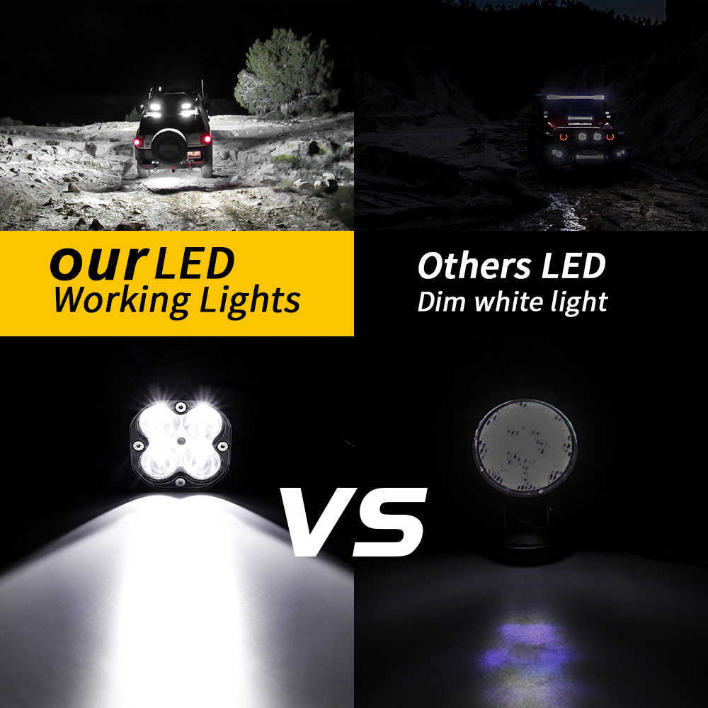 Yeni iş ışığı LED araba ön sis lambası 12v 24v 4led far 9-80V kamyon için beyaz spot ışığı 4x4 4wd mühendislik off-road