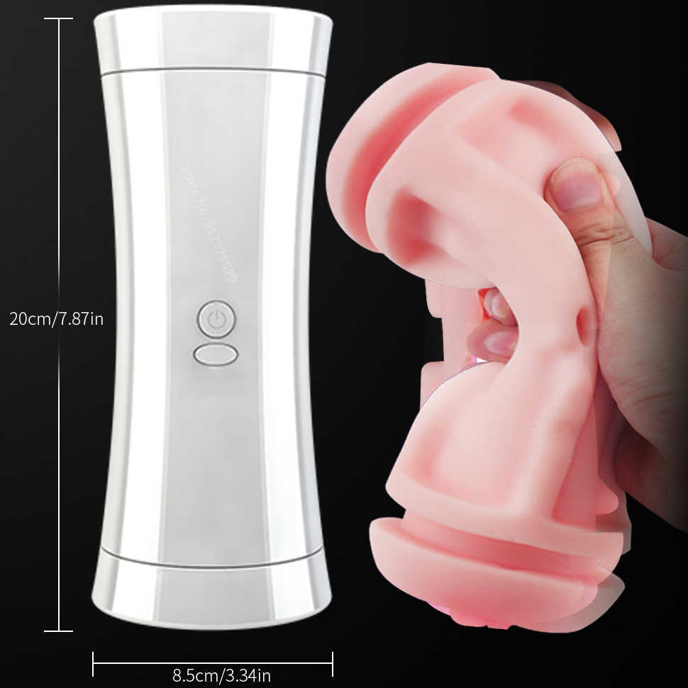 Main mâle masturbateur tasse vaginale orale double canal vibrant masturbation bouche pipe pour hommes