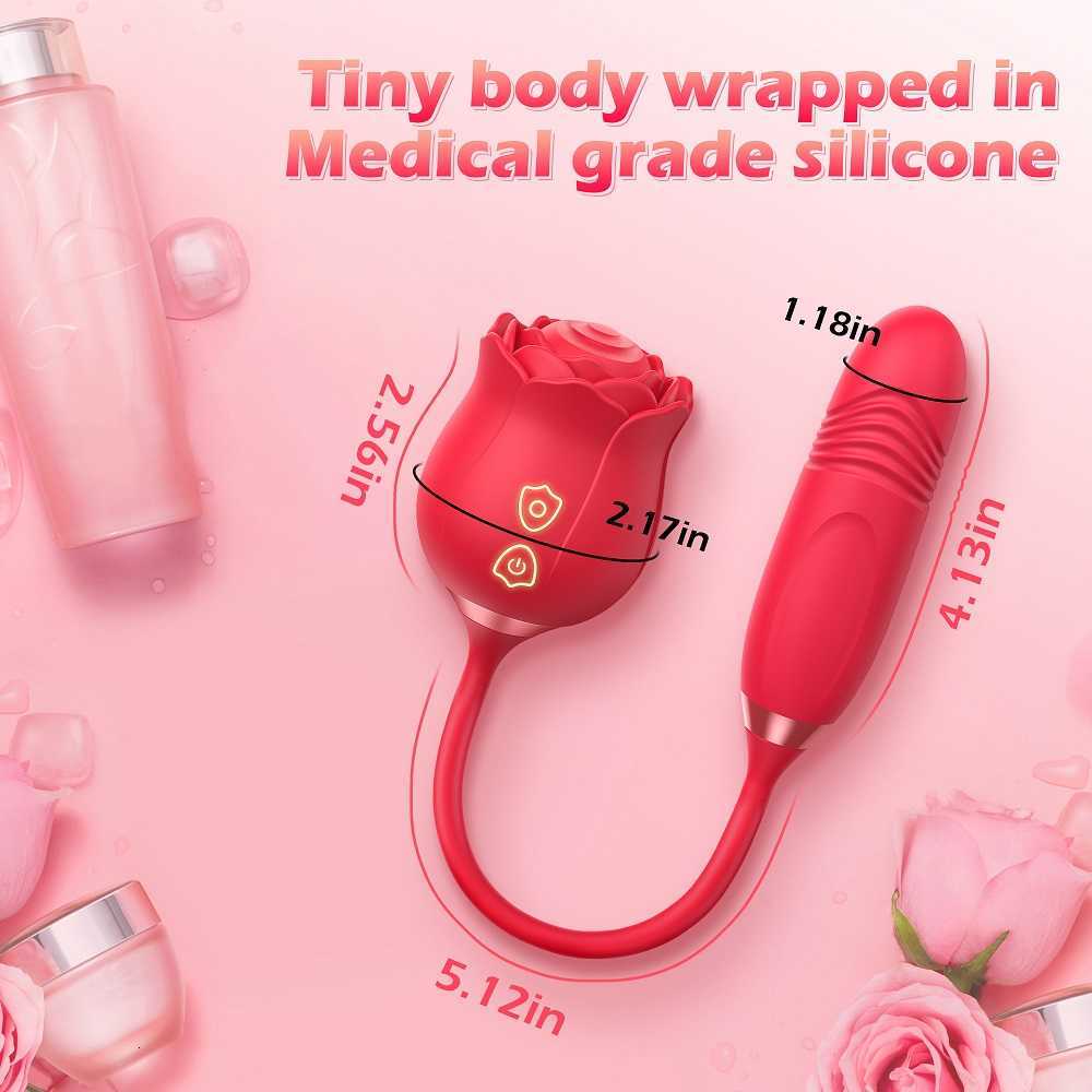 Massager Powerful Rose Dildo Thrusting Vibrator for Women G-spot Clitoris Sucker Stimulator Tongue Licking Adults Goods Sucking