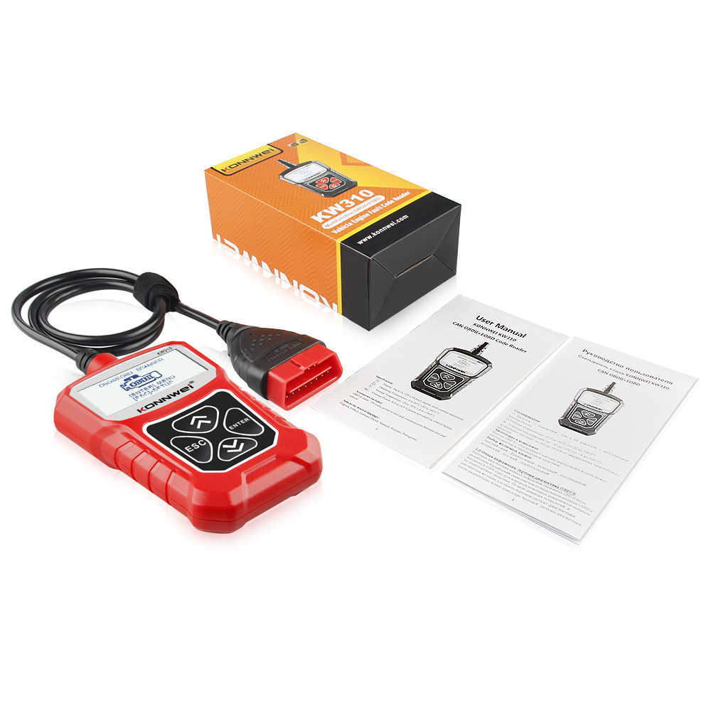 Новый Konnwei KW310 Scanner Scanner Russian Language Car Diagnostics Tool OBD 2 CAR сканер для автомобильных инструментов Auto ODB2 лучше, чем ELM327