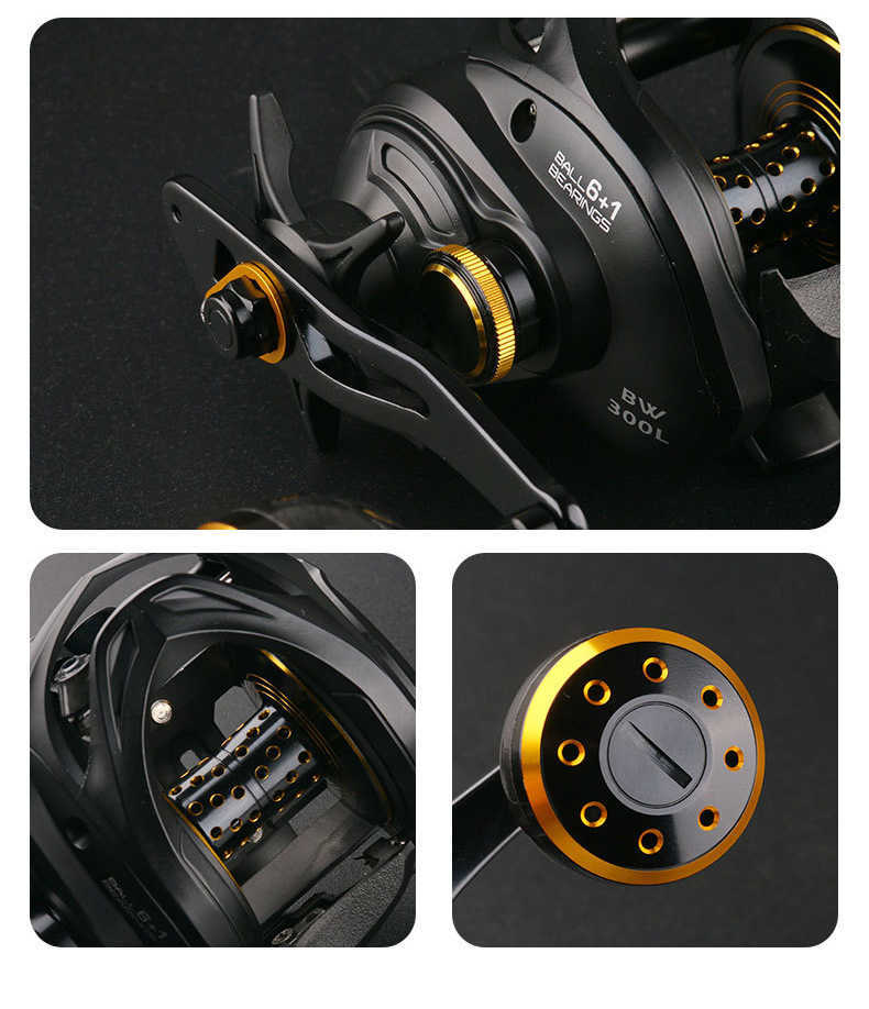 Tillbehör Deukio Baitcast Reel Fishing 6+1 BB Maximal Drag 16 kg kolfiber Body Metal Sea Slow Rolling Iron Plate Bait Freshwater Ship P230529